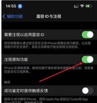 临猗苹果14维修网点分享iPhone14注视感知功能有什么用 